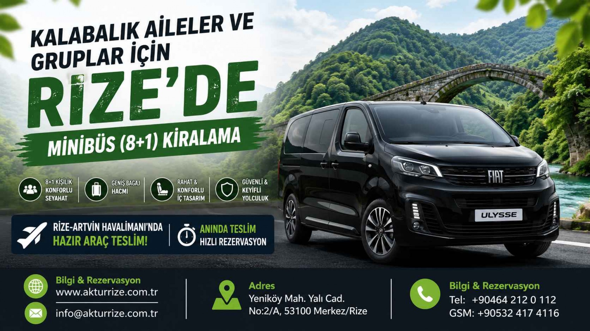 Kalabalık Aileler ve Gruplar İçin Rize’de Minibüs (8+1) Kiralama Kalabalık Aileler ve Gruplar İçin Rize’de Minibüs (8+1) Kiralama