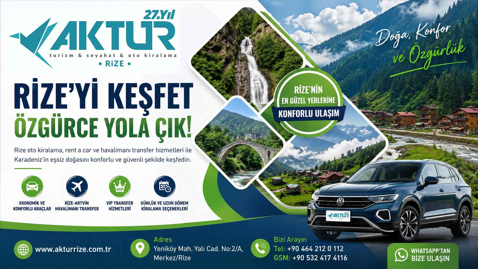 Rize oto kiralama ve Karadeniz turu araç kiralama hizmetleri Aktur Rize Turizm