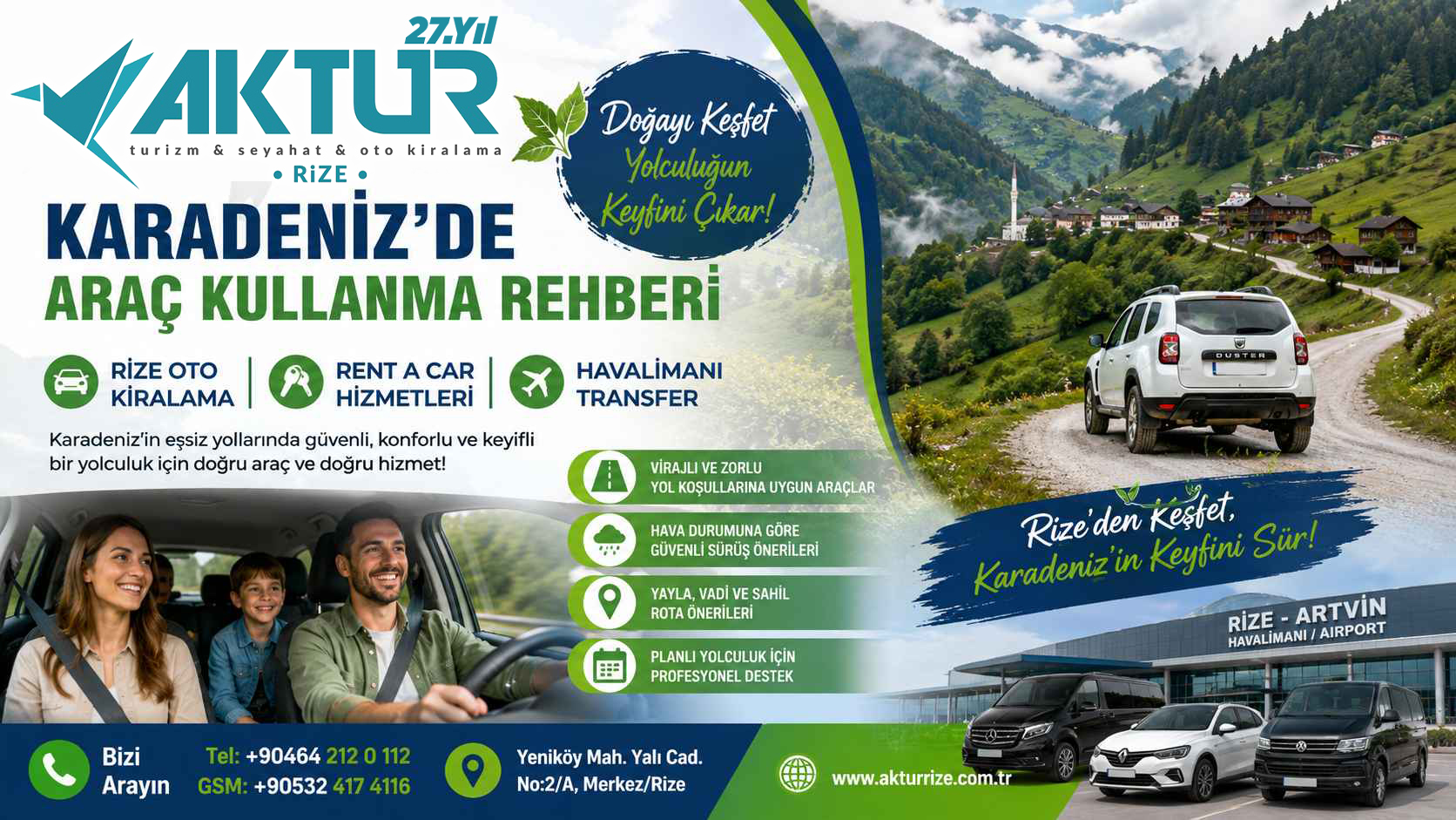 Rize oto kiralama, Rize rent a car ve Rize araç kiralama ile havalimanı transfer ve Karadeniz tur hizmetleri
