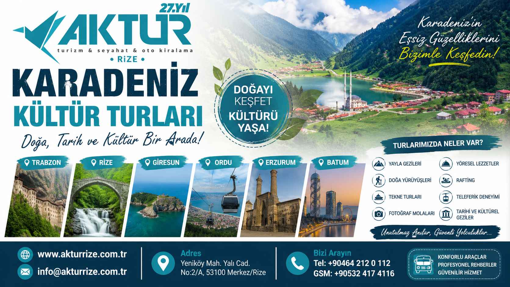 Rize Günübirlik Turlar ve Oto Kiralama Hizmetleri | Aktur Rize Rize günübirlik turlar, Ayder Yaylası, Fırtına Vadisi ve Rize oto kiralama hizmetleri Aktur Turizm