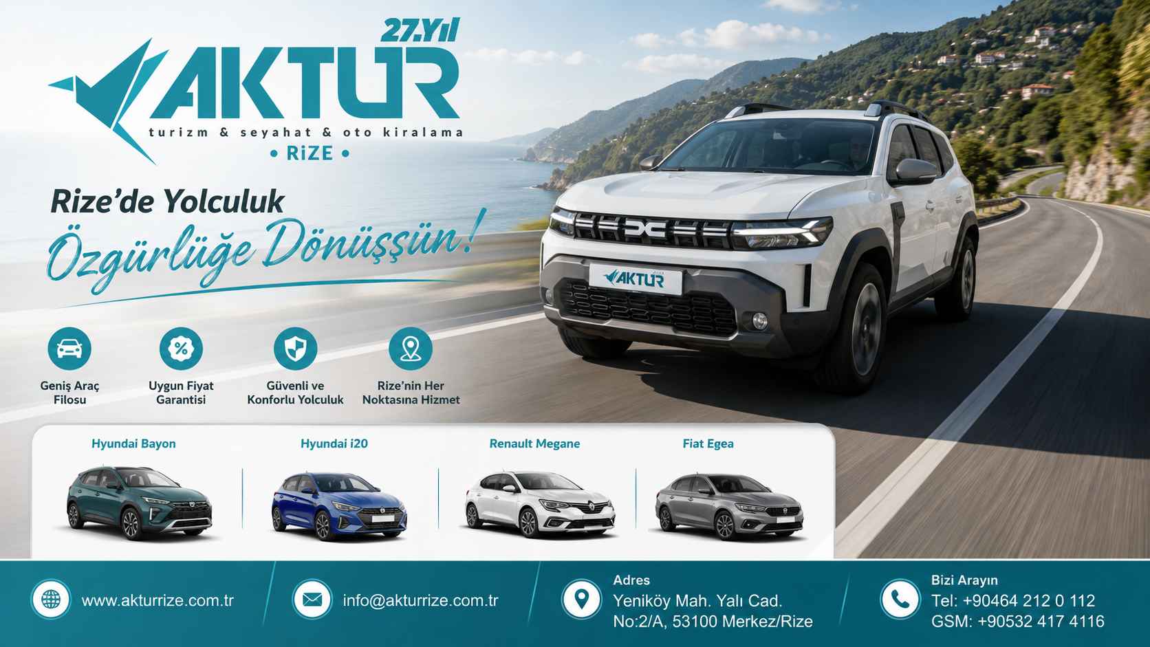 Rize oto kiralama ve araç kiralama hizmetleri blog banner görseli - Rize rent a car ve havalimanı transfer