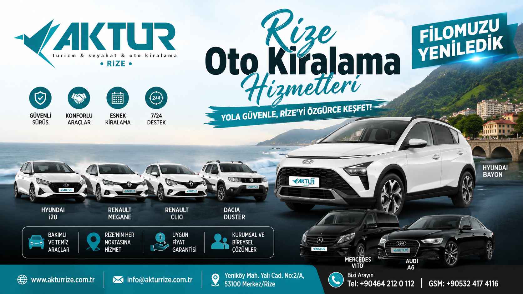 Rize oto kiralama, Rize rent a car ve havalimanı transfer hizmetleri tanıtım görseli
