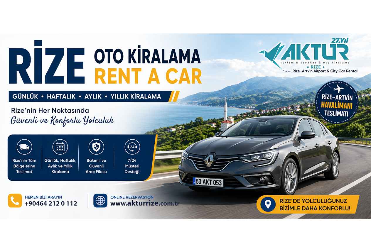 Rize oto kiralama, Rize rent a car ve VIP transfer hizmetleri - Aktur Rize