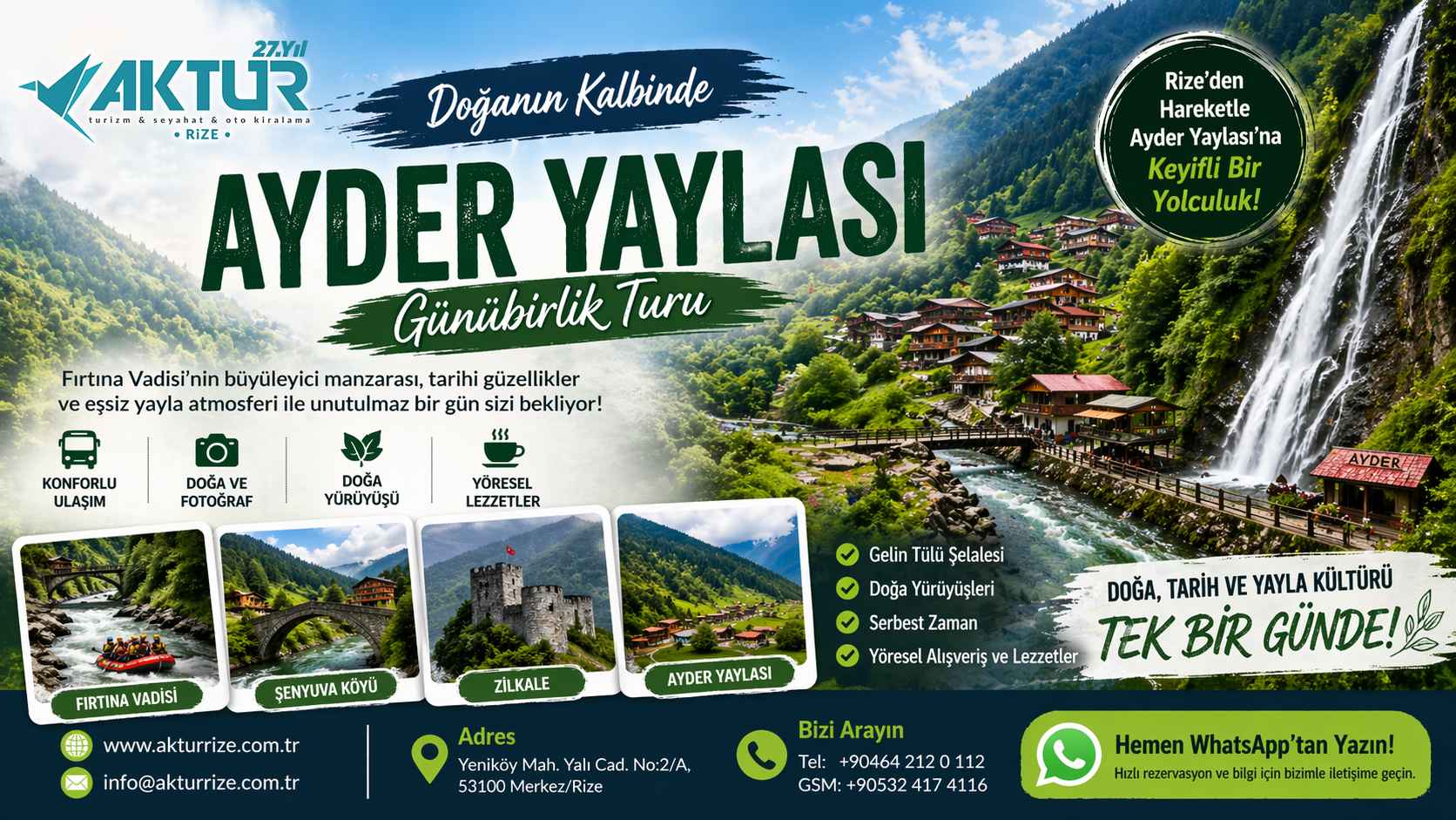 Ayder Yaylası turu ve Rize oto kiralama ile Karadeniz yaylalarına ulaşım banner görseli