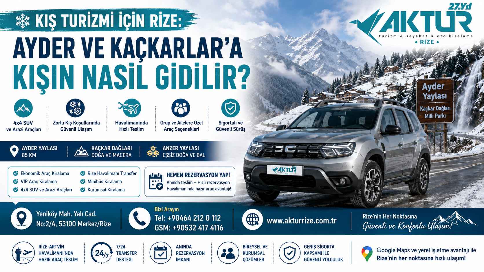 Rize Kış Turizmi | Ayder ve Kaçkarlar Ulaşım Rehberi Kış Turizmi İçin Rize Ayder Yaylası ve Kaçkar Dağları Ulaşım Rehberi - 4x4 Araç Kiralama Rize